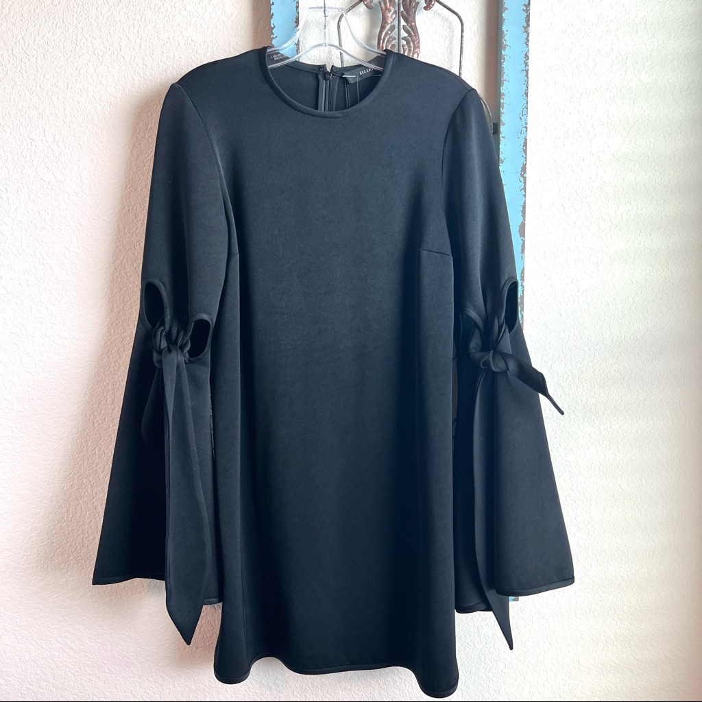 Ellery Black Thelma Mini Tie Sleeve Dress, Nwt